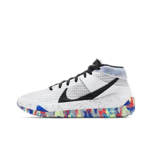 Nike KD 13 Амортизаторы Slip-resistant MID Баскетбольные кроссовки для игры Unisex Черный Белый Международная версия