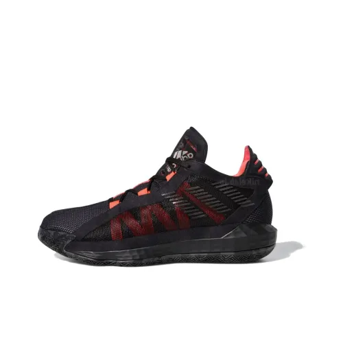 Adidas Dame 6 Slip Резистентный к истиранию Легкий MID Баскетбольные кроссовки Мужской Черный Красный Азиатская Версия
