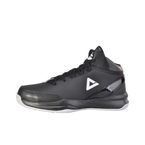 PEAK Амортизаторы Shock Slip-resistant Abrasion-resistant MID Топ Баскетбольные кроссовки для игры Мужской Черный белый