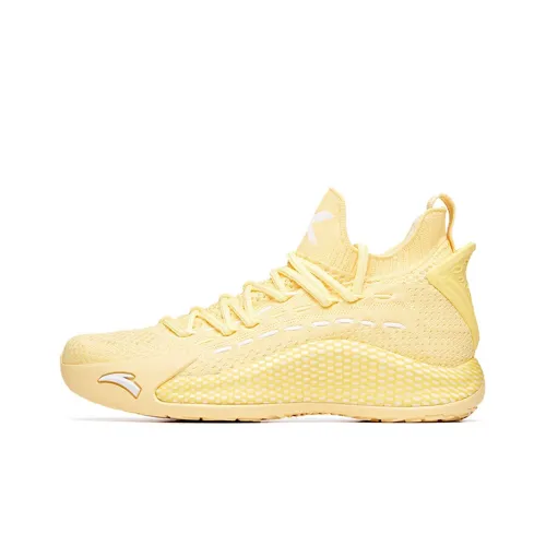 PECHOIN x ANTA Амортизирующие шоки противоскользящие устойчивые к истиранию MID Баскетбольные кроссовки Женские Желтый Белый