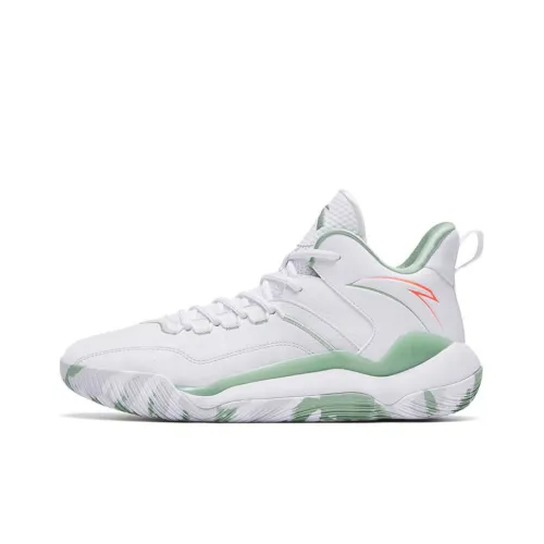 ANTA Laser 4 Кожаный верх устойчивый к истиранию дышащий MID баскетбольные кроссовки мужской белый зеленый