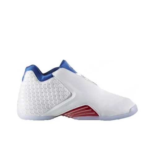 Adidas T Mac 3 Slip-resistant Abrasion-resistant Low-top Basketball Shoes Men's White Red Blue Adidas T Mac 3 Противоскользящие Устойчивые к истиранию Низкие Баскетбольные Кроссовки Мужские Белый Красный Синий