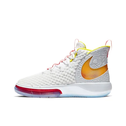 Nike AlphaDunk EP Амортизация Износостойкие Высокие Баскетбольные Кроссовки Мужские Желто-Красные-Белые