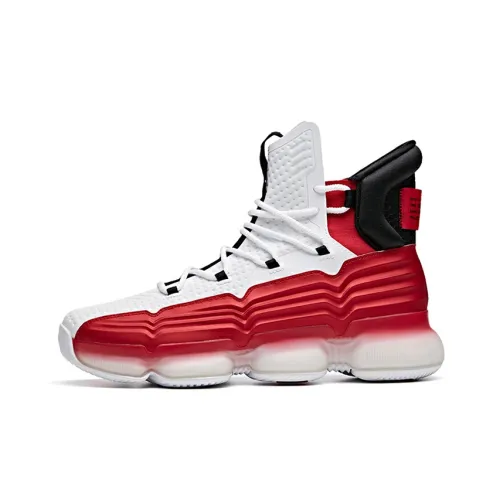 ANTA Амортизирующие подошвы Устойчивые к истиранию Высокий топ Баскетбольные кроссовки Мужские Белый Красный