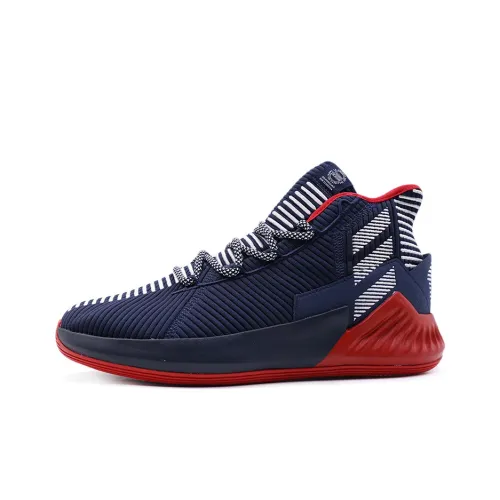Adidas D Rose 9 Slip-Resistant Abrasion-Resistant Lightweight MID Basketball Shoes Men's Blue Red Adidas D Rose 9 Противоскользящий Устойчивый к истиранию Легкий MID Баскетбольные кроссовки Мужские Синий Красный