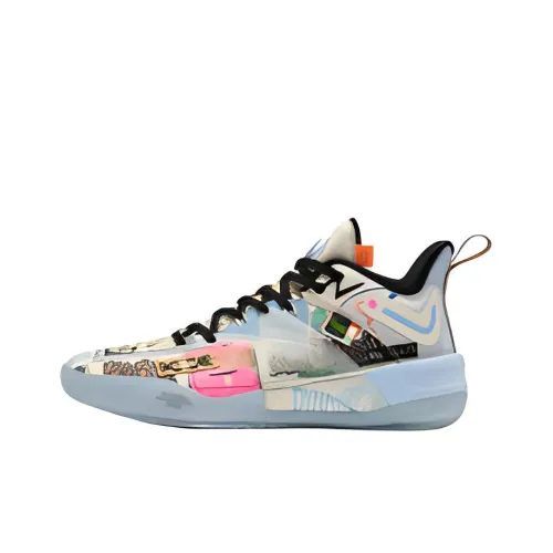 SHANXIBOWUGUAN x QIAODAN Fang Pro 2 Slip-Resistant Abrasion-Resistant Low-Top Basketball Shoes Men's Beige Blue SHANXIBOWUGUAN x QIAODAN Fang Pro 2 Противоскользящие Износостойкие Низкие Баскетбольные Кроссовки Мужские Бежево-Синий