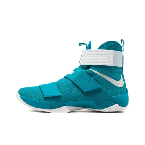Nike Zoom Soldier 10 Амортизаторы Slip-resistant High Top Баскетбольные кроссовки Мужские Синий Белый