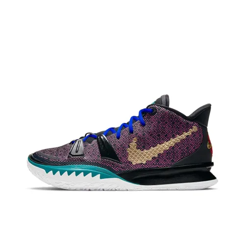 Nike Kyrie 7 MID Топ Воздух Zoom Турбо Баскетбольные кроссовки Унисекс Черный Фиолетовый Азиатская Версия