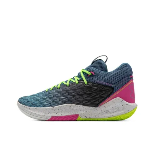 Under Armour Havoc 5 HOVR Clone Slip-Resistant Abrasion-Resistant MID Баскетбольные кроссовки Унисекс Розовый Зеленый
