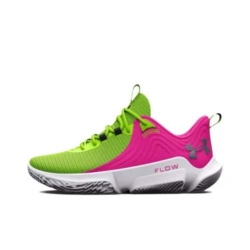 Under Armour Flow FUTR X 2 Slip-Resistant Abrasion-Resistant Low-Top Basketball Shoes Unisex Pink Green Утеряющий сцепление устойчивый к истиранию низкий топ баскетбольные кроссовки унисекс розовый зеленый