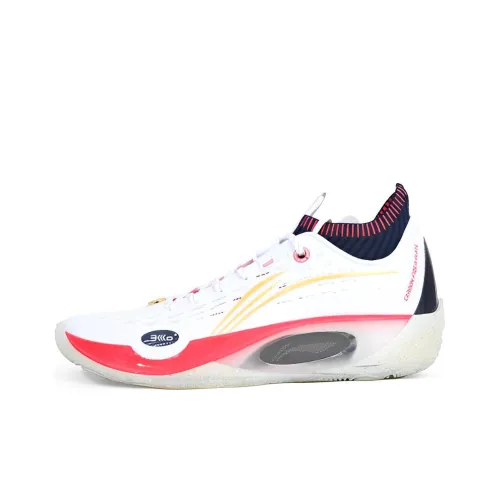 LINING Wade 808 Ultra Амортизирующие подошва Устойчивая к истиранию Низкий топ Баскетбольные кроссовки Мужской Белый Красный