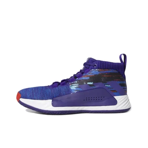 Adidas D Lillard 5 Non Slip Легкий MID Баскетбольные кроссовки Мужской Синий