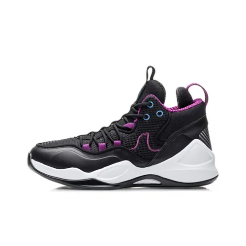 Подкладка Износостойкий Дышащий MID Баскетбольные кроссовки Мужской Черный Фиолетовый