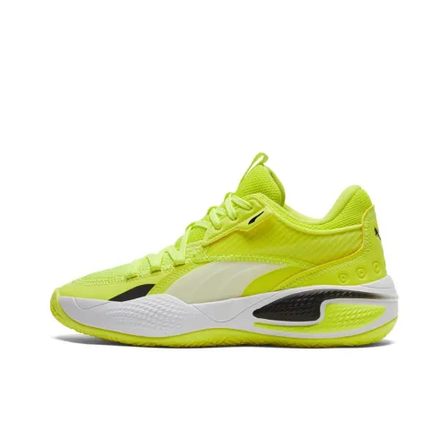 PUMA Court Rider Амортизирующие шоки Устойчивый к истиранию Легкий MID Баскетбольные кроссовки Мужской Желтый