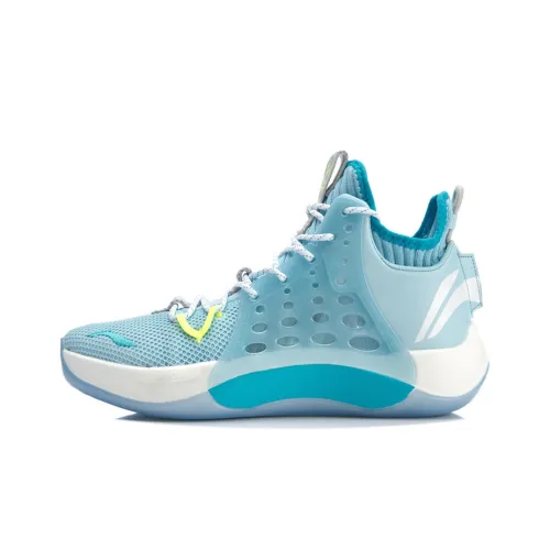 LINING Sonic 7 Амортизаторы Shock Resistant Abrasion Resistant MID Баскетбольные кроссовки для игры Мужские Синие Белые