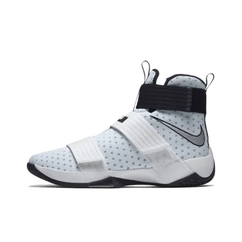Nike Zoom Soldier 10 LeBron Team White Амортизирующие Slip-resistant Высокие Баскетбольные Кроссовки для Игры