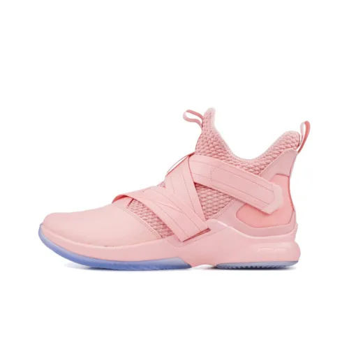 Nike LeBron Zoom Soldier 12 Sfg Нескользящий Легкий MID Баскетбольные кроссовки для игры Мужской Розовый