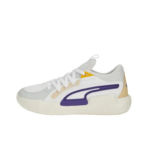 PUMA Court Rider 1,0 CHAOS Slash Shock Absorbers Slip-resistant Low Top Баскетбольные кроссовки Мужские Белый Фиолетовый