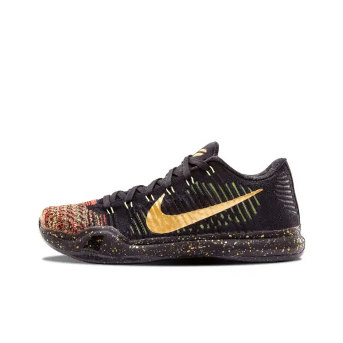 nike Kobe 10 Elite Christmas Kobe 10 Anti-slip Lightweight Low-top Баскетбольные кроссовки для игры Мужской Gold
