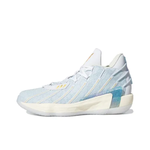 Adidas D Lillard 7 Slip-Resistant Abrasion-Resistant Lightweight MID Basketball Shoes Unisex Ice Blue Adidas D Lillard 7 Противоскользящий Устойчивый к истиранию Легкий MID Баскетбольные кроссовки Унисекс Ледяной синий