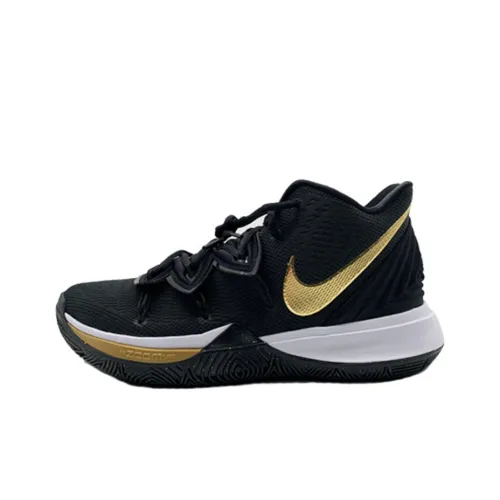 Nike Kyrie 5 Irving 5 MID Топ Баскетбольные кроссовки для игры Мужской Черный Золотой