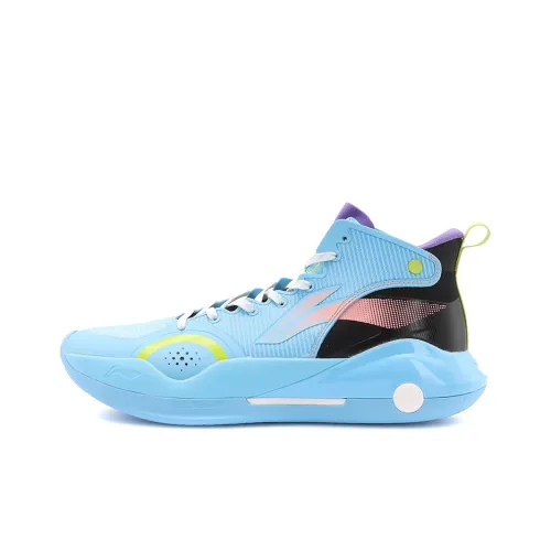 LiNing YuShuai 15 䨻 Амортизаторы Slip-resistant устойчивые к истиранию MID Баскетбольные кроссовки Мужские Лунный свет Белый Синий