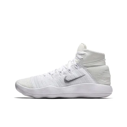 nike Hyperdunk 2017 React Flyknit Амортизаторы Slip-resistant Высокие Баскетбольные Кроссовки для Игры Мужские Белые Серые