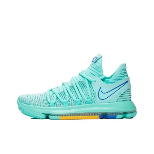 Nike KD 10 Hyper ''Бирюзовый'' Цвет KD Shock Absorbers Slip Resistant MID Топ Баскетбольные кроссовки Мужской Бирюзовый