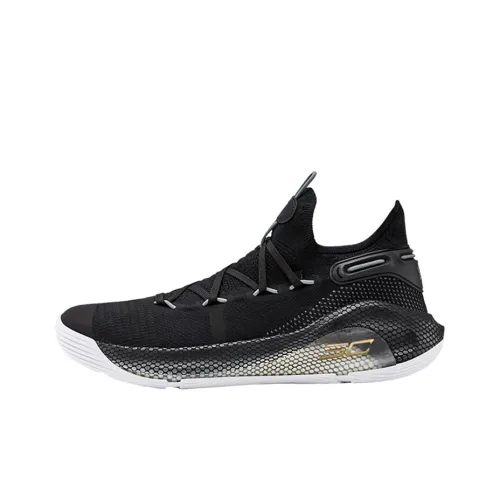 Under Armour Curry 6 Curry 6 Устойчивые к истиранию Низкие Баскетбольные кроссовки для игры Мужские Черный Золотой