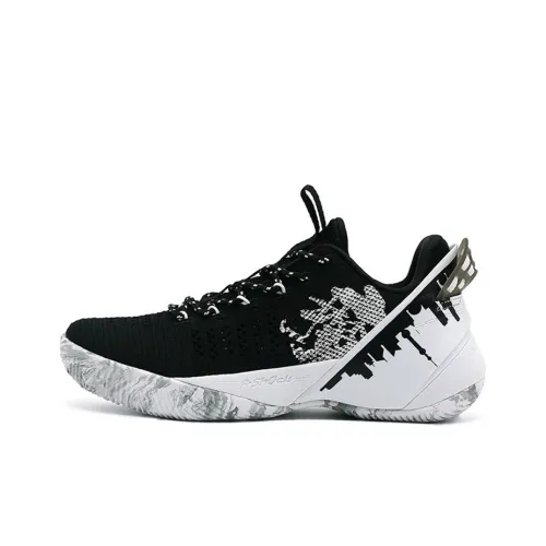 ANTA Устойчивые к истиранию низкие баскетбольные кроссовки для игры Мужские Черный Белый