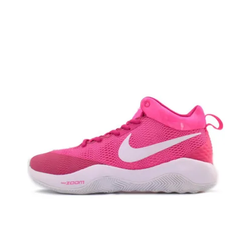 Nike Zoom Rev EP Амортизаторы Shock противоскользящие и устойчивые к истиранию MID Баскетбольные кроссовки Мужские Розовые Белые