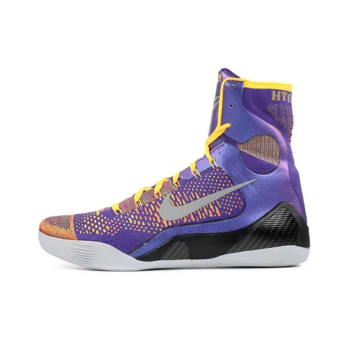 Nike Kobe 9 Elite Team SHOWTIME Anti-Slip Lightweight High Top Баскетбольные кроссовки для игры Мужские Фиолетовые Желтые