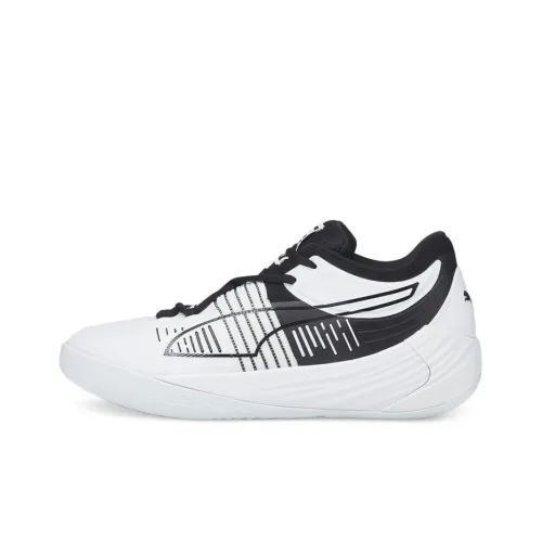 PUMA Fusion Nitro Износостойкий и Легкий MID Баскетбольные кроссовки Унисекс Белый Черный