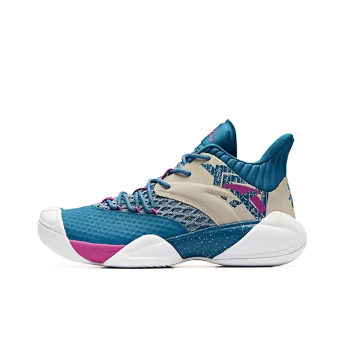 ANTA Амортизирующие подошвы Устойчивые к истиранию MID Баскетбольные кроссовки Мужские Синий Серый