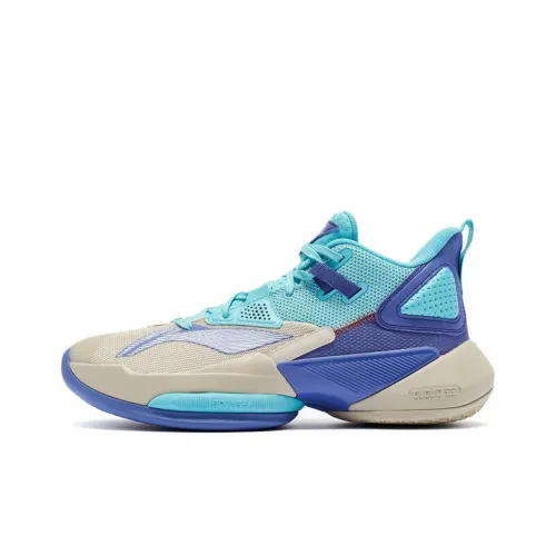 LINING Power 8 Устойчивый к истиранию Нижний слой MID Баскетбольные кроссовки для игры Мужской Светло-синий