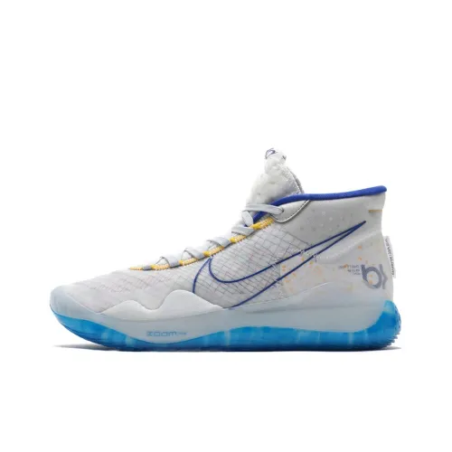 Nike KD 12 MID Топ Баскетбольные Кроссовки для Игры Унисекс Белый Синий