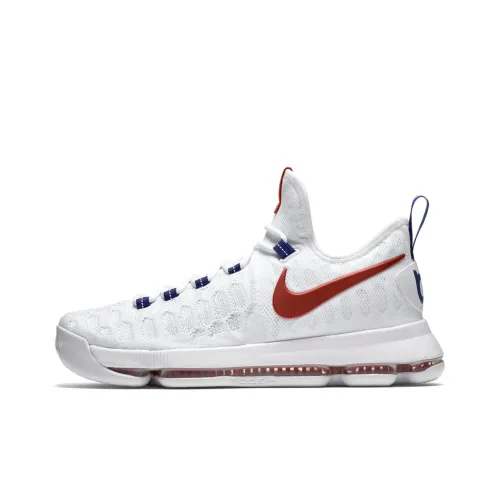 Nike KD 9 Нескользящий Легкий Низкий Топ Баскетбольные Кроссовки Мужские Белый Красный