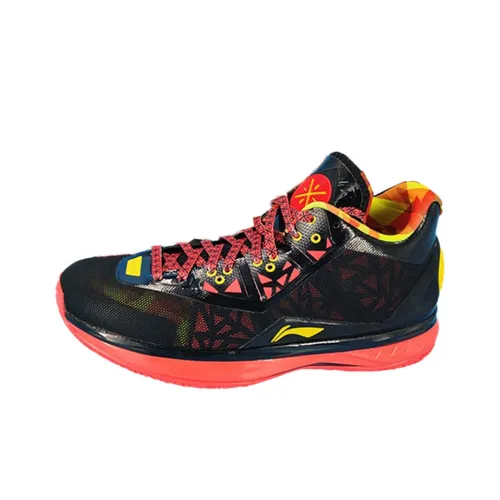 LiNing WAY OF WADE 4 Амортизаторы Slip-resistant устойчивые к истиранию MID Баскетбольные кроссовки Мужские Черный и Оранжевый