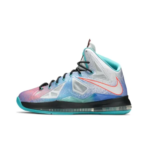 Nike Lebron 10 Нелипкий Легкий MID Баскетбольные кроссовки для игры Мужской Синий Зеленый Фиолетовый