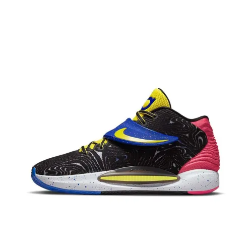 nike KD 14 Цвет KD EP MID Топ Баскетбольные кроссовки для игры Унисекс Черный синий красный Многоцветный Азиатская версия
