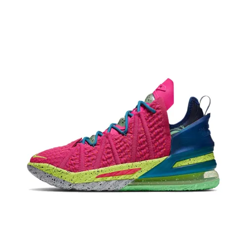 Nike Lebron 18 Low Топ Баскетбольные кроссовки для игры Мужской Розовый Желтый Синий