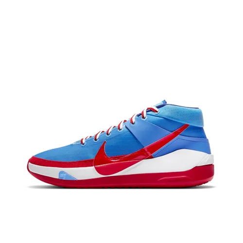 Nike KD 13 MID Топ Баскетбольные кроссовки для игры Унисекс Синий Красный Желтый