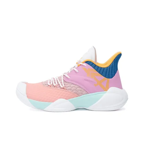ANTA Противоскользящие Устойчивые к износу MID Баскетбольные кроссовки Мужские Розовый Фиолетовый Белый