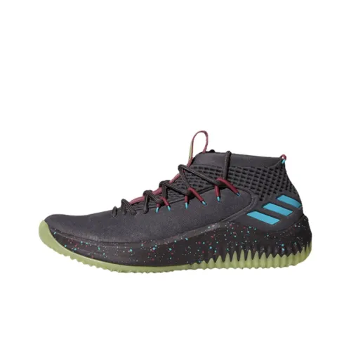 Adidas D Lillard 4 Черный Светящийся Lillard 4 Противоскользящий Устойчивый к истиранию MID Баскетбольные кроссовки