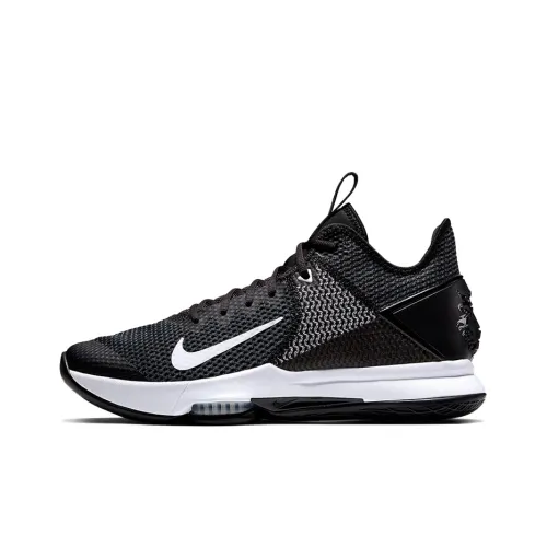Nike Witness 4 LeBron EP Shock Absorbers Slip-Resistant Low-Top Баскетбольные Кроссовки Мужские Черный Белый Азиатская Версия