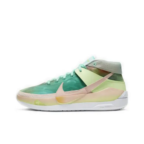 Nike KD 13 EP CHILL MID Топ Баскетбольные кроссовки для игры Унисекс Желтый Зеленый Азиатская версия