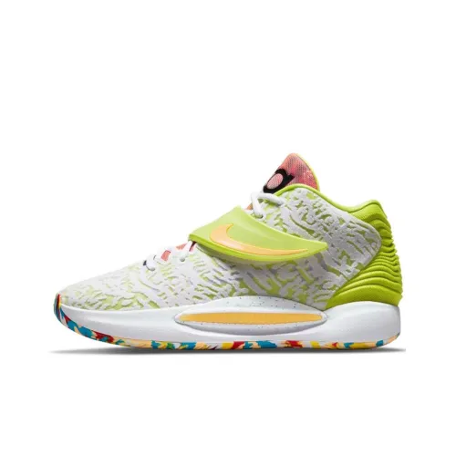 Nike KD 14 EP 'Кибер' MID Топ Баскетбольные кроссовки Унисекс Белый Зеленый Азиатская версия