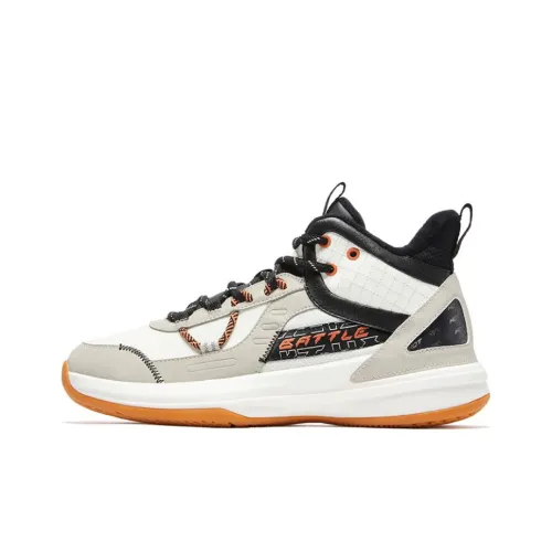 QIAODAN Амортизаторы Lower Skirt Устойчивый к истиранию MID Топ Баскетбольные кроссовки Мужской Бежево-серый