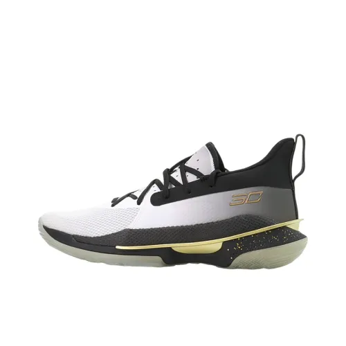 Under Armour Curry 7 Curry 7 Команда Shock Absorbers Slip-resistant Low Top Баскетбольные кроссовки Мужской Белый Золото