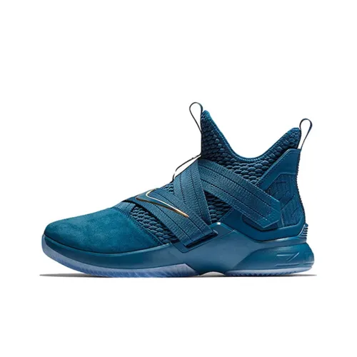 Nike Zoom Soldier 12 LeBron Soldier 12 Амортизация Поддержка MID Топ Баскетбольные кроссовки для игры Мужской Синий